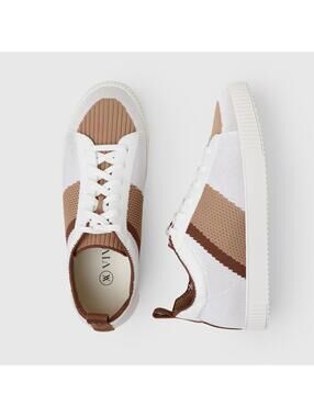 VIVAIA Round-Toe Lace-Up Sneakers White & Peanut Brown | Size 38 US 7